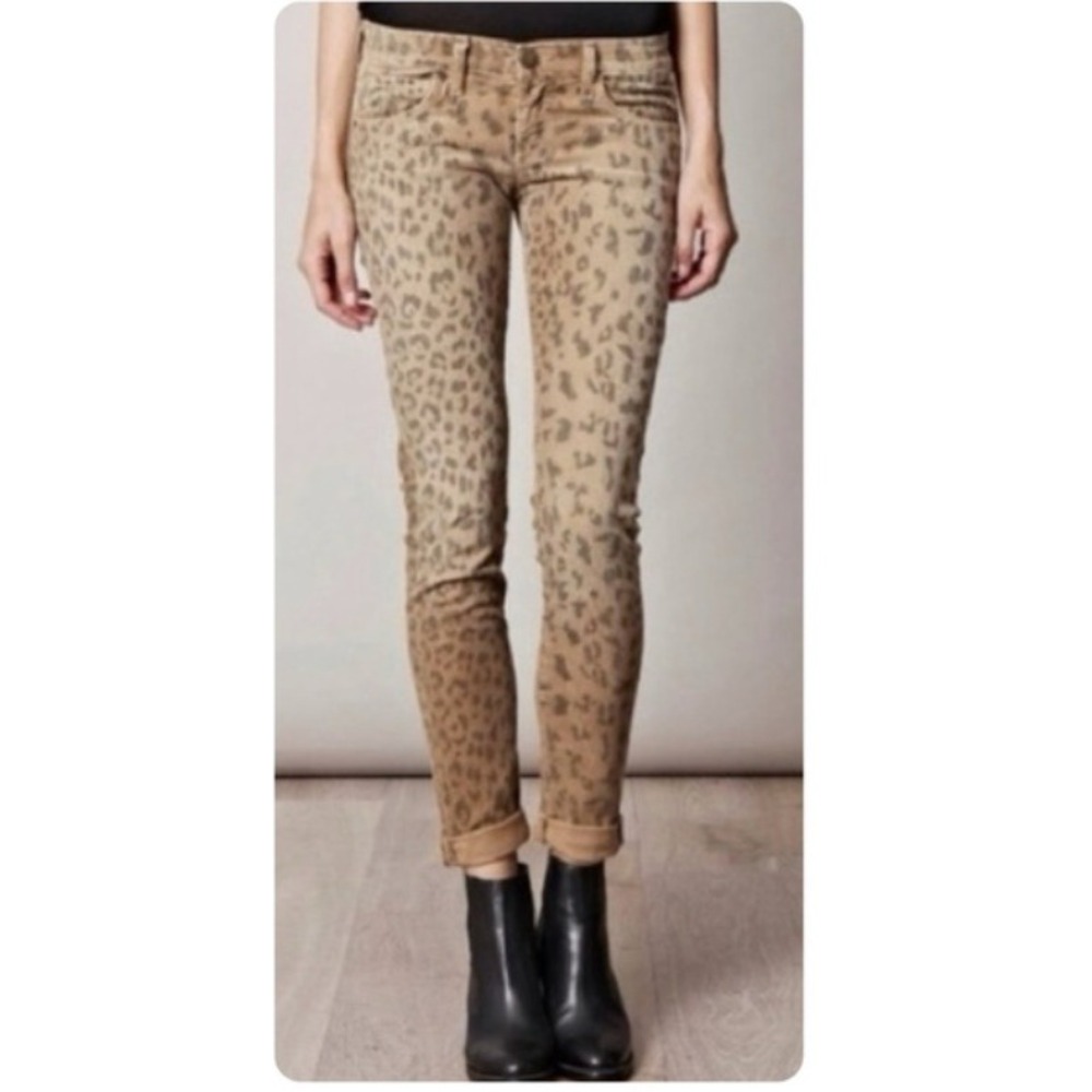 Current/Elliott Leopard Print Tan Skinny Jeans - Women